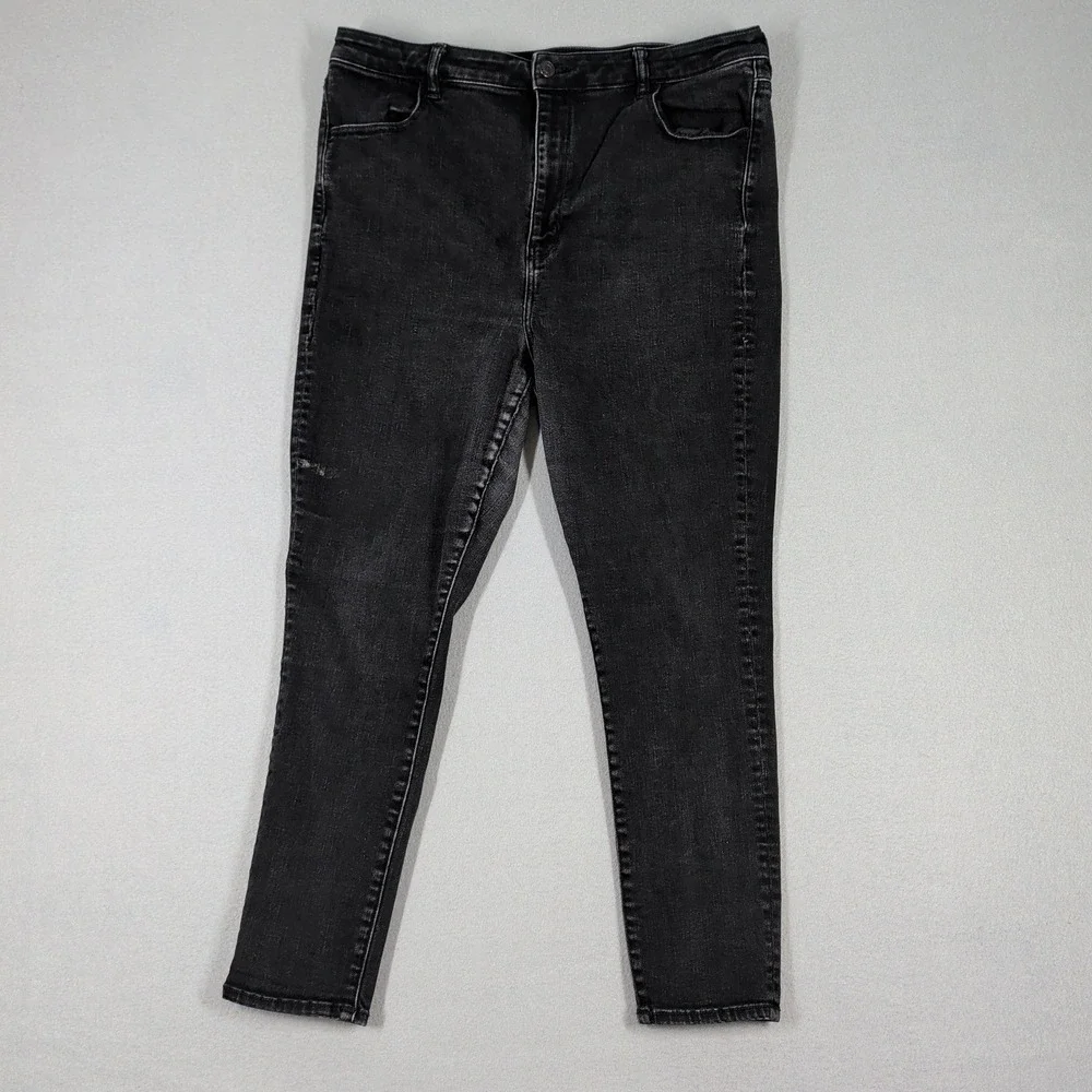 American Eagle Jeans Womens 20 Black Super Stretch Skinny High Rise Denim Pants
